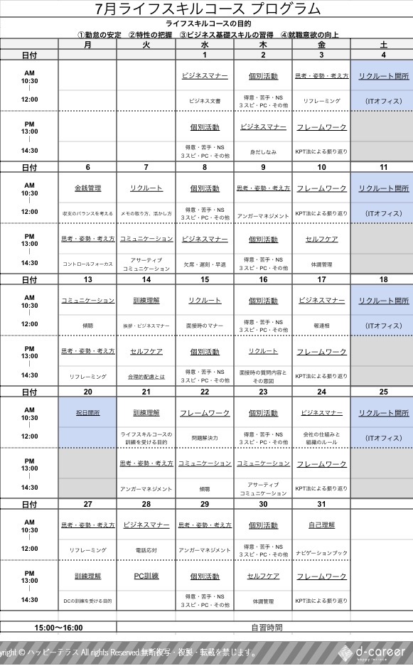 プログラム表７月